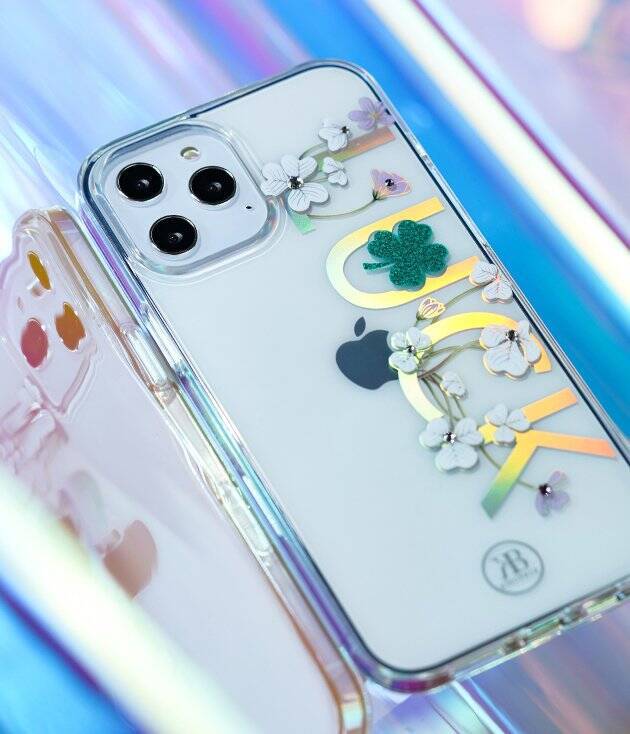 KINGXBAR LUCKY SERIES CASE DECORATED WITH ORIGINAL SWAROVSKI CRYSTALS IPHONE 12 MINI TRANSPARENT (CLOVER)