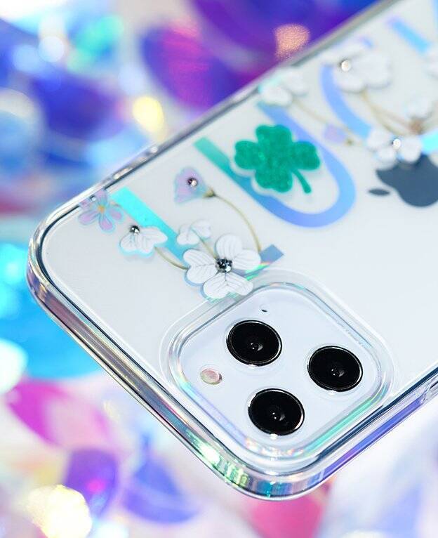 KINGXBAR LUCKY SERIES CASE DECORATED WITH ORIGINAL SWAROVSKI CRYSTALS IPHONE 12 MINI TRANSPARENT (CLOVER)