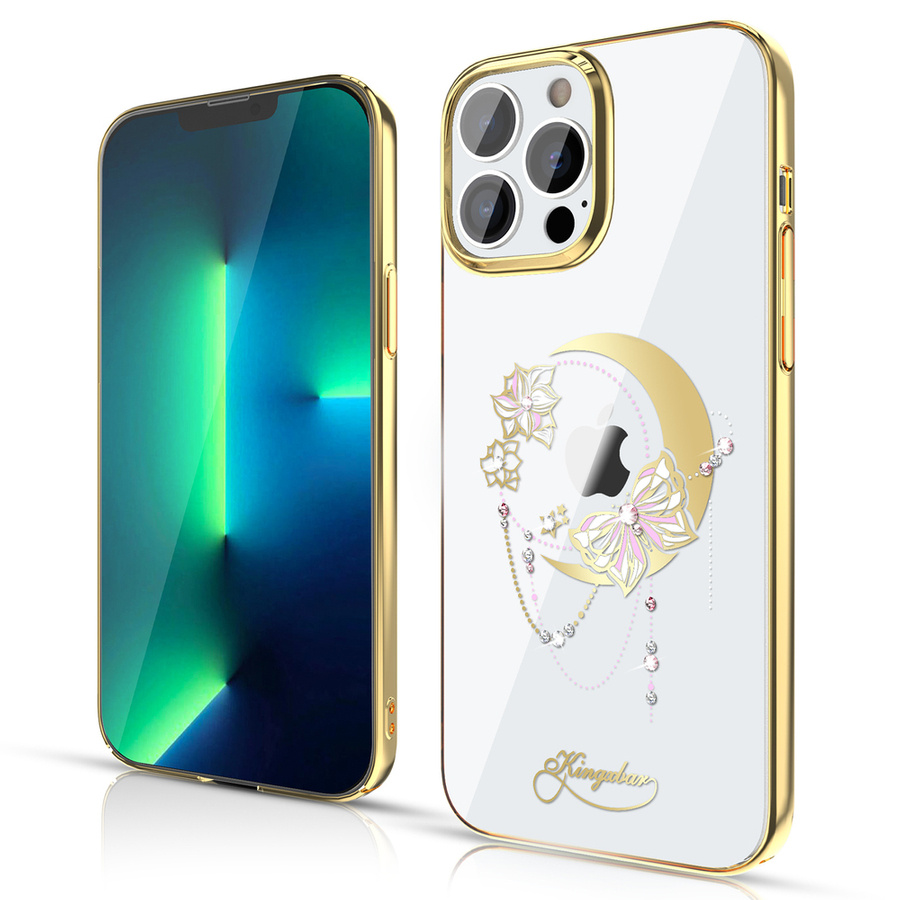 KINGXBAR MOON SERIES LUXURY CASE WITH SWAROVSKI CRYSTALS FOR IPHONE 13 PRO GOLD (BUTTERFLY)