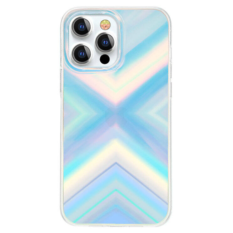 KINGXBAR STREAMER SERIES LUXURY ELEGANT PHONE CASE FOR IPHONE 13 PRO BLUE (TRIANGLE)