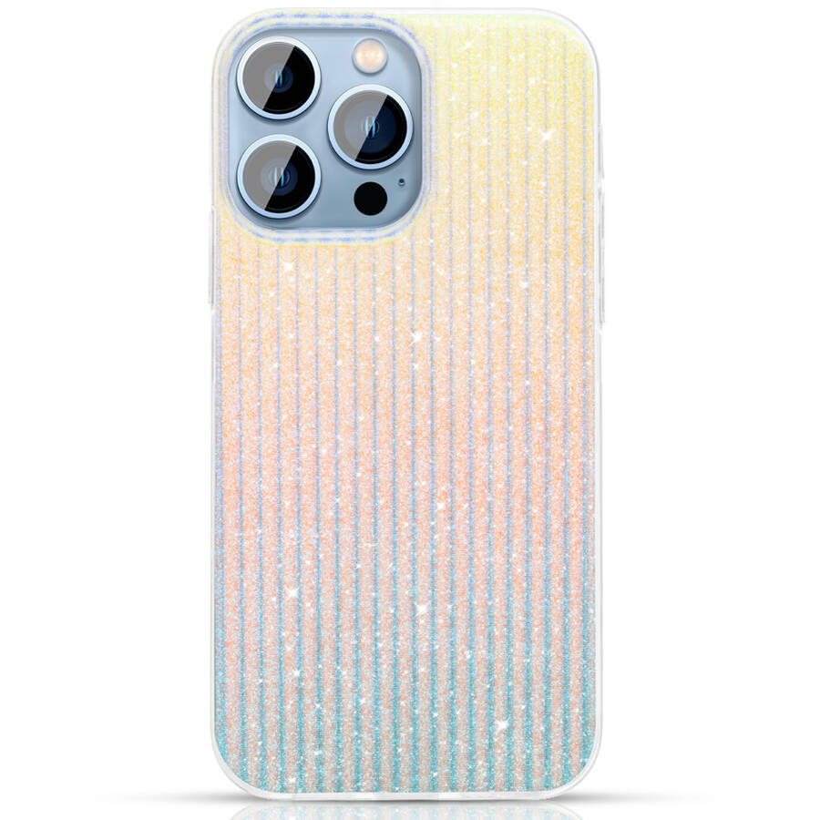 KINGXBAR TRAVEL SERIES LUXURIOUS ELEGANT CASE FOR IPHONE 13 PRO BLUE-ORANGE (CLOUDS)