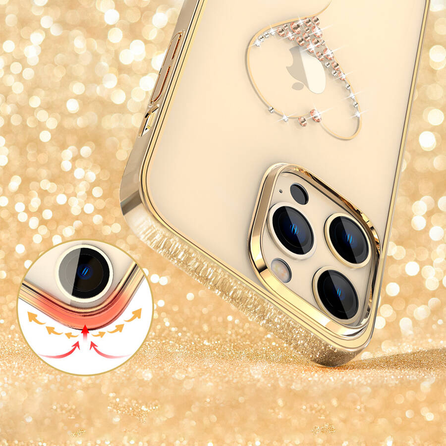 KINGXBAR WISH SERIES CASE FOR IPHONE 14 PRO DECORATED WITH GOLDEN CRYSTALS