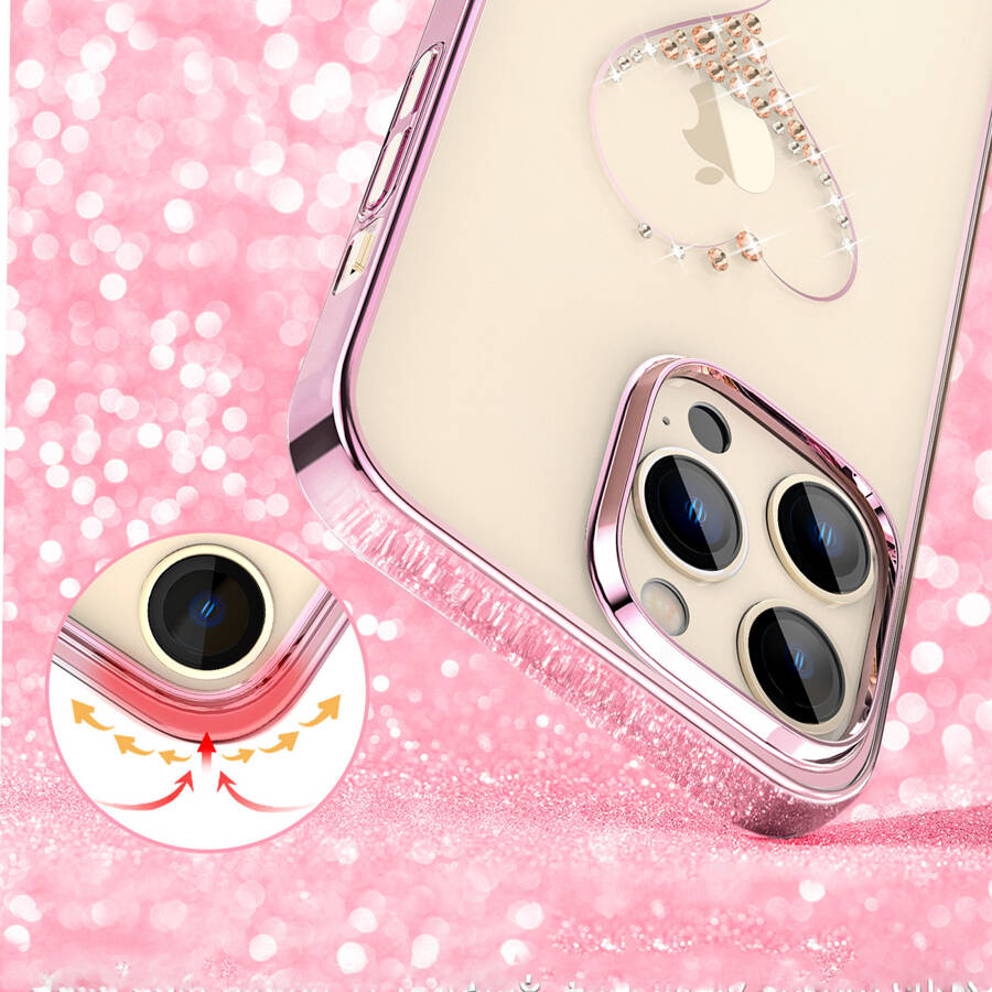 KINGXBAR WISH SERIES CASE FOR IPHONE 14 PRO MAX DECORATED WITH PINK CRYSTALS