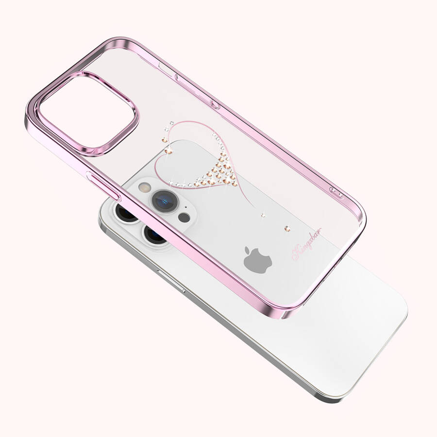 KINGXBAR WISH SERIES CASE FOR IPHONE 14 PRO MAX DECORATED WITH PINK CRYSTALS