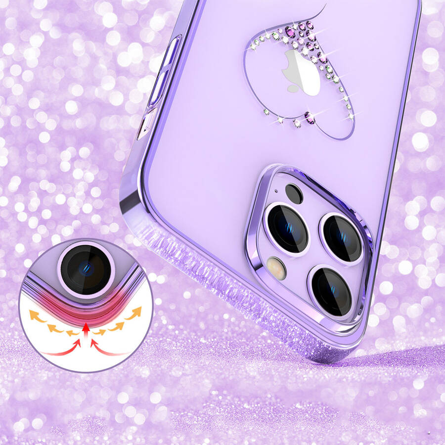 KINGXBAR WISH SERIES CASE FOR IPHONE 14 PRO MAX DECORATED WITH PURPLE CRYSTALS