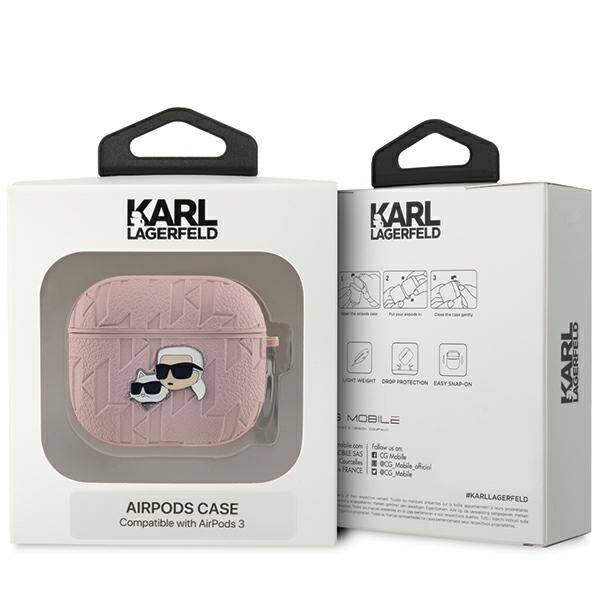 Karl Lagerfeld KLA3PGKCPP AirPods 3 cover różowy/pink Monogram Karl & Choupette Head