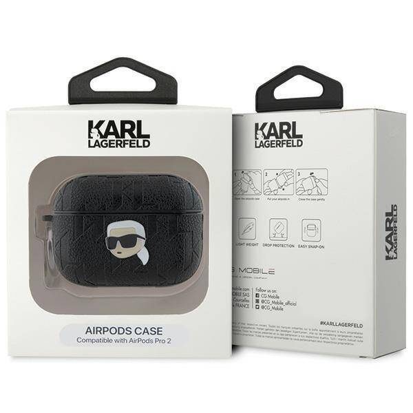 Karl Lagerfeld KLAP2PGKIPK AirPods Pro 2 (2022/2023) cover czarny/black Monogram Karl Head