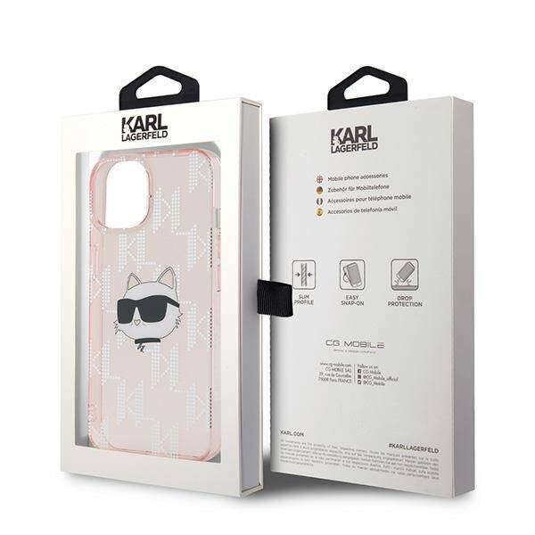 Karl Lagerfeld KLHCP14SHKLPCHP iPhone 14 / 15 / 13 6.1" różowy/pink hardcase IML Choupette Head & Monogram