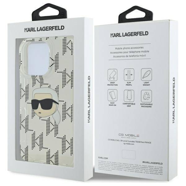 Karl Lagerfeld KLHCP16LHKLPKHT iPhone 16 Pro 6.3" przezroczysty/transparent hardcase IML Karl Head Electroplated