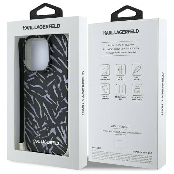 Karl Lagerfeld KLHCP16LHZBPKCCU iPhone    16 Pro 6.3" fioletowy/purple Zebra With Cord