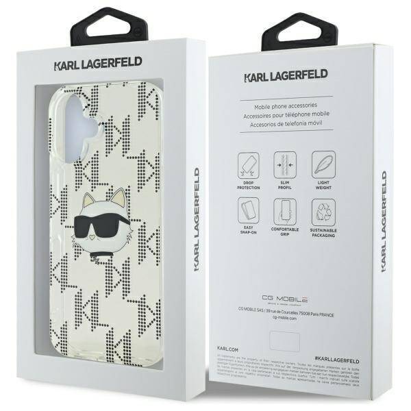 Karl Lagerfeld KLHCP16SHKLPCHT iPhone 16 6.1" przezroczysty/transparent hardcase IML Choupette Head Electroplated