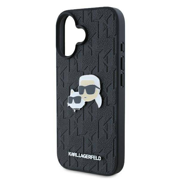 Karl Lagerfeld KLHCP16SPGKLKCPK iPhone 16 6.1" czarny/black hardcase Monogram Karl&Chaoupette Head Pin