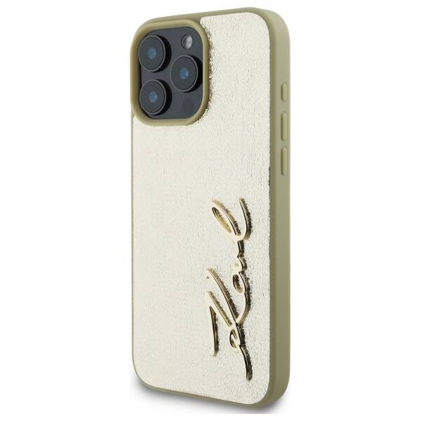 Karl Lagerfeld KLHCP16XPFMFBKMD iPhone 16 Pro Max złoty/gold HC Wrinkled PU Metal Signature