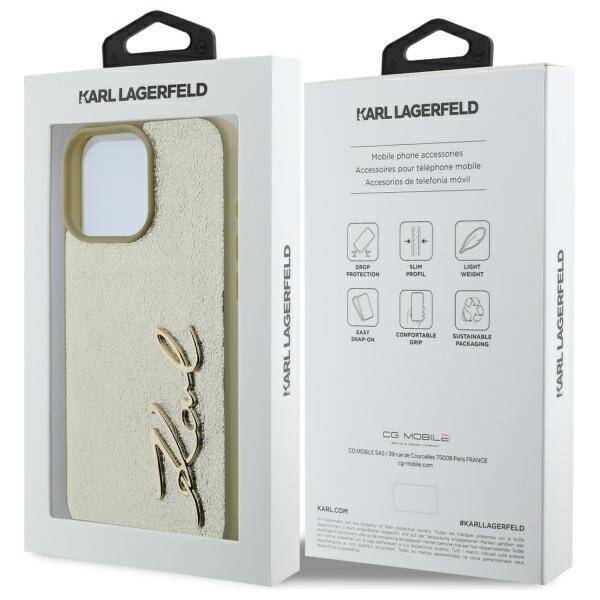 Karl Lagerfeld KLHCP16XPFMFBKMD iPhone 16 Pro Max złoty/gold HC Wrinkled PU Metal Signature