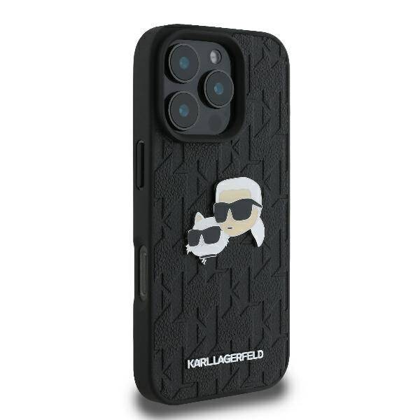 Karl Lagerfeld KLHCP16XPGKLKCPK iPhone 16 Pro Max 6.9" czarny/black hardcase Monogram Karl&Chaoupette Head Pin