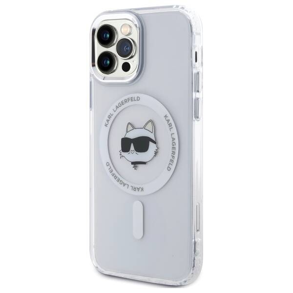 Karl Lagerfeld KLHMP12MHLSCHH iPhone 12   / 12 Pro 6.1" biały/white hardcase IML Metal Choupette Head MagSafe