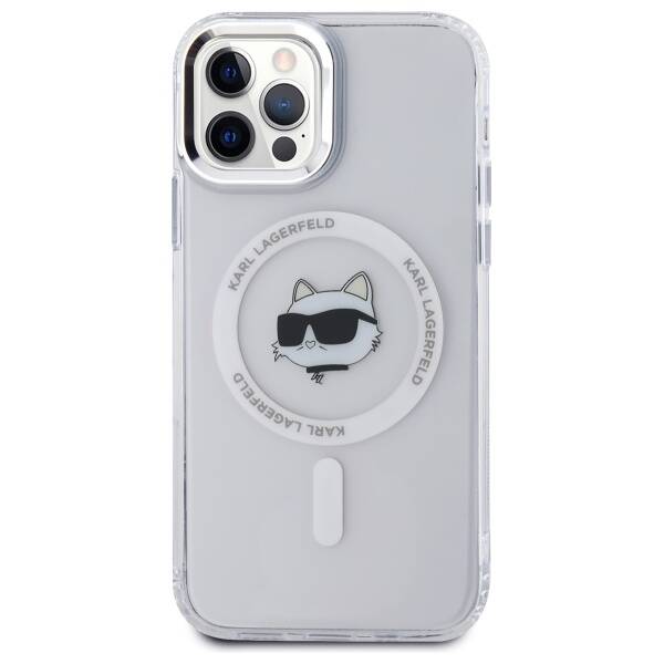 Karl Lagerfeld KLHMP12MHLSCHH iPhone 12   / 12 Pro 6.1" biały/white hardcase IML Metal Choupette Head MagSafe