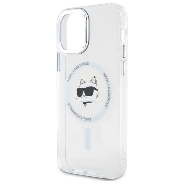 Karl Lagerfeld KLHMP12MHLSCHH iPhone 12   / 12 Pro 6.1" biały/white hardcase IML Metal Choupette Head MagSafe