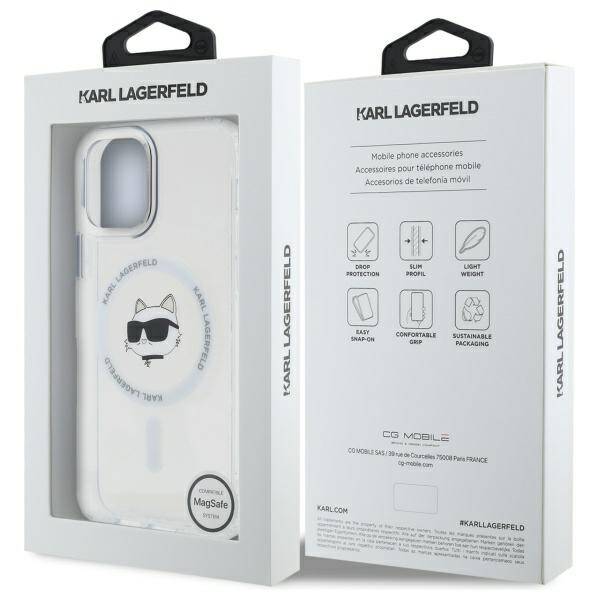 Karl Lagerfeld KLHMP12MHLSCHH iPhone 12   / 12 Pro 6.1" biały/white hardcase IML Metal Choupette Head MagSafe