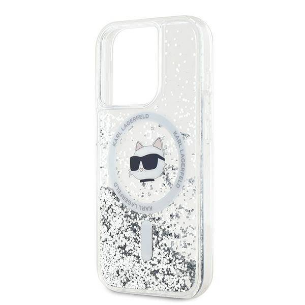 Karl Lagerfeld KLHMP13LLGCHSGH iPhone 13 Pro / 13 6.1" hardcase transparent Liquid Glitter Choupette Head Magsafe