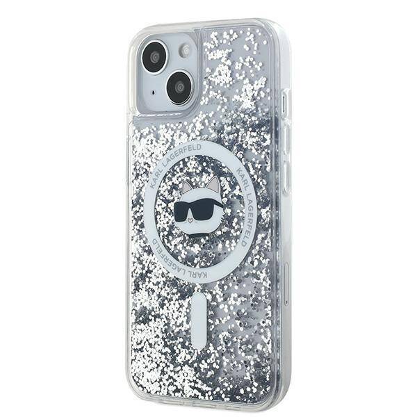 Karl Lagerfeld KLHMP13MLGCHSGH iPhone 13 6.1" hardcase transparent Liquid Glitter Choupette Head Magsafe