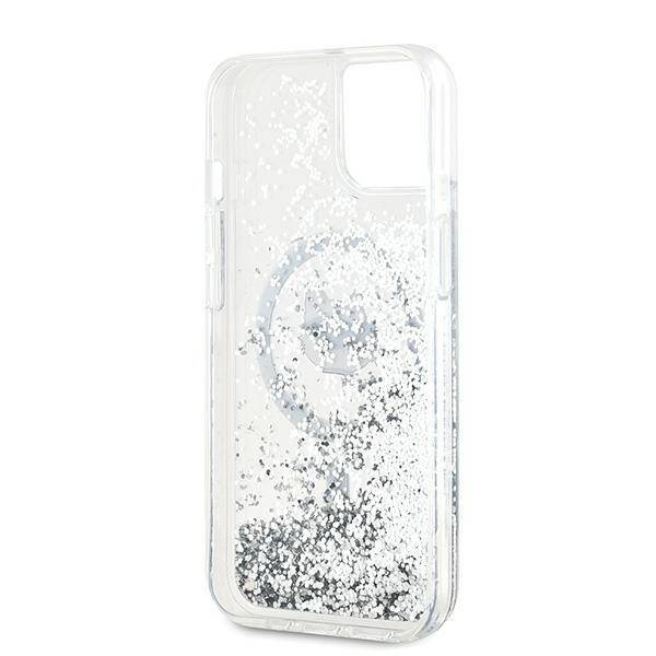 Karl Lagerfeld KLHMP14SLGCHSGH iPhone 14 / 15 / 13 6.1" hardcase transparent Liquid Glitter Choupette Head Magsafe