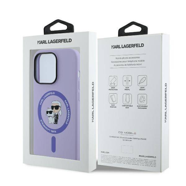 Karl Lagerfeld KLHMP14XSCMKCRHU iPhone 14 Pro Max 6.7" purpurowy/purple hardcase Silicone Karl&Choupette Heads Ring MagSafe