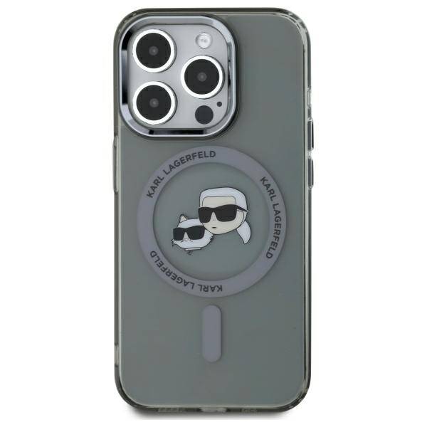 Karl Lagerfeld KLHMP15LHLSKCK iPhone 15   Pro 6.1" czarny/black hardcase IML Metal Karl&Choupette Head MagSafe