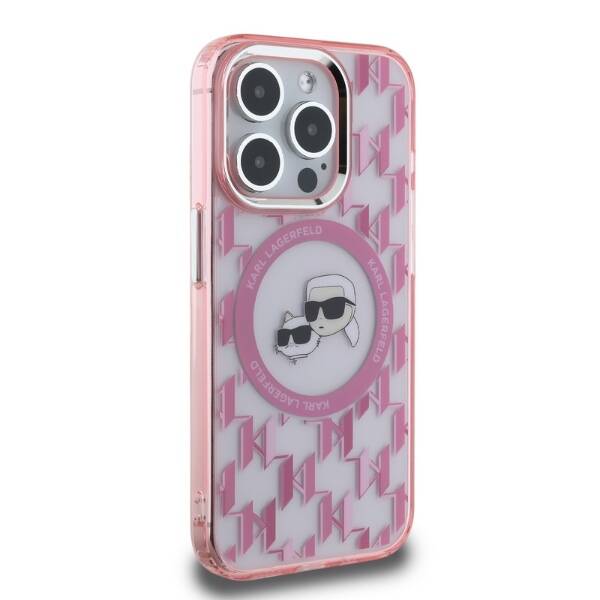 Karl Lagerfeld KLHMP15LHMCKMHP iPhone 15 Pro 6.1" różowy/pink IML Monogram Karl&Choupette Head MagSafe