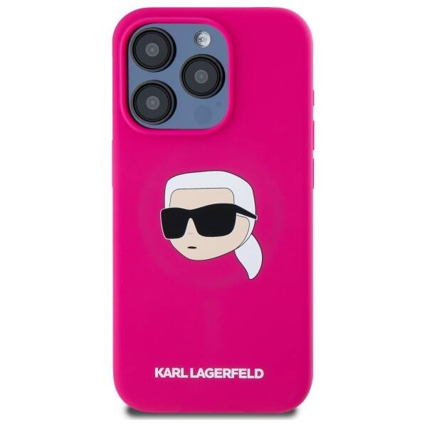 Karl Lagerfeld KLHMP15LSKHPPLF iPhone 15  Pro 6.1" fuksja/fuschia hardcase Silicone Karl Head Print MagSafe