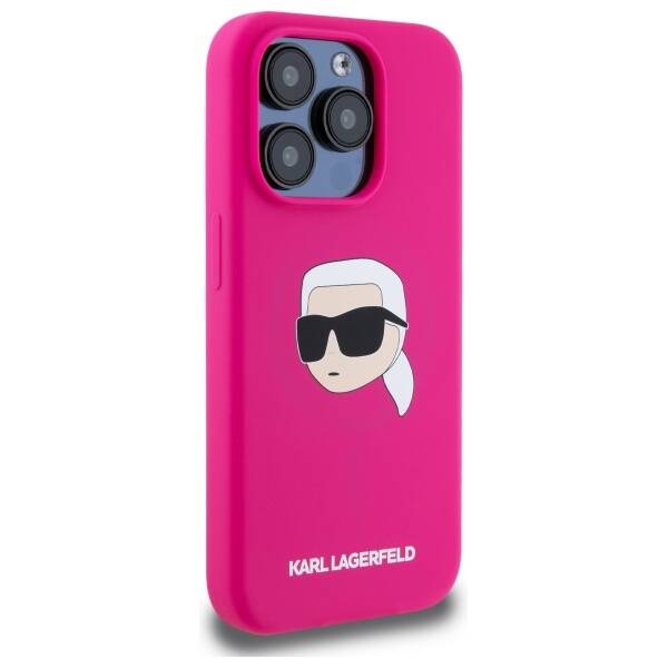 Karl Lagerfeld KLHMP15LSKHPPLF iPhone 15  Pro 6.1" fuksja/fuschia hardcase Silicone Karl Head Print MagSafe