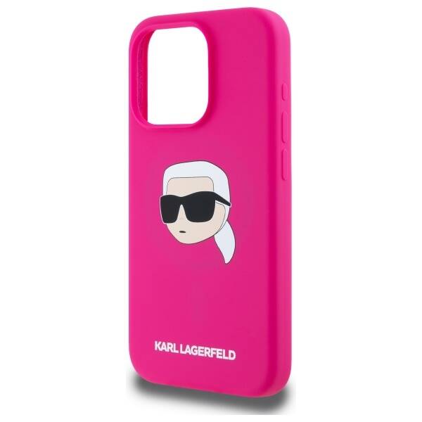 Karl Lagerfeld KLHMP15LSKHPPLF iPhone 15  Pro 6.1" fuksja/fuschia hardcase Silicone Karl Head Print MagSafe