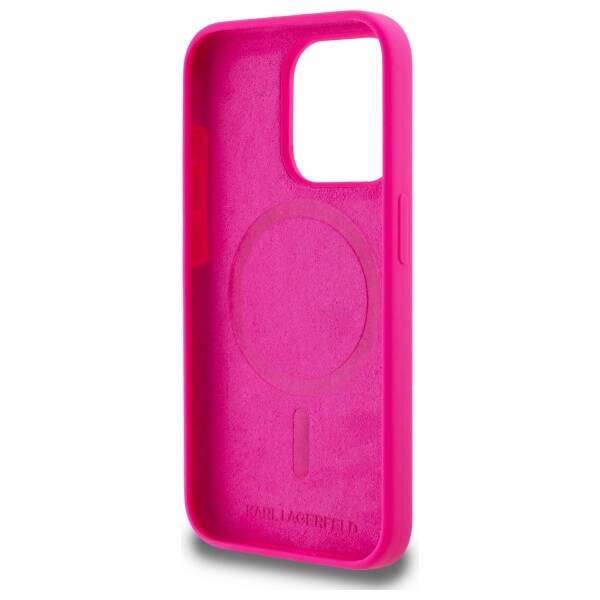 Karl Lagerfeld KLHMP15LSKHPPLF iPhone 15  Pro 6.1" fuksja/fuschia hardcase Silicone Karl Head Print MagSafe