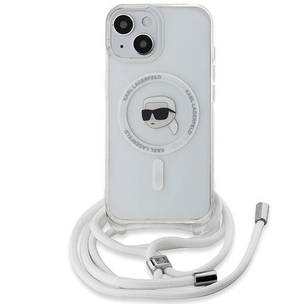 Karl Lagerfeld KLHMP15SHCKHNT iPhone 15 / 14 / 13 6.1" hardcase transparent Crossbody IML Karl Head Magsafe