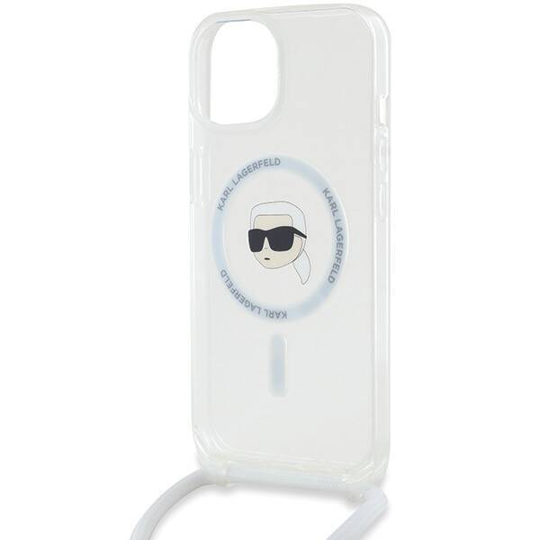 Karl Lagerfeld KLHMP15SHCKHNT iPhone 15 / 14 / 13 6.1" hardcase transparent Crossbody IML Karl Head Magsafe