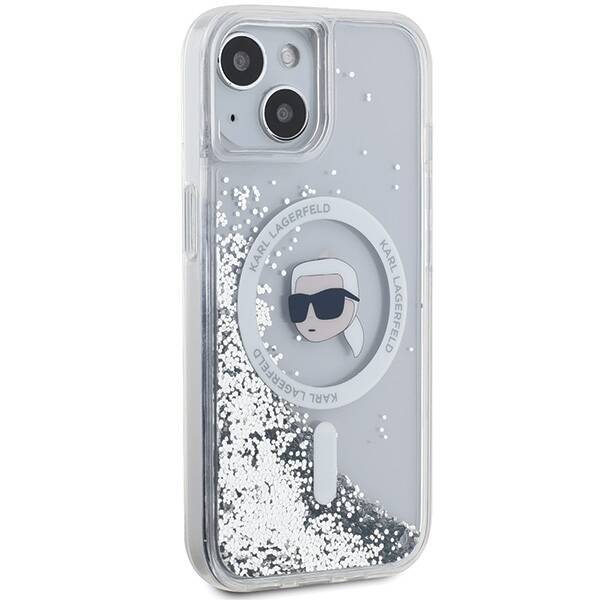 Karl Lagerfeld KLHMP15SLGKISGH iPhone 15 / 14 / 13 6.1" hardcase transparent Liquid Glitter Karl Head Magsafe