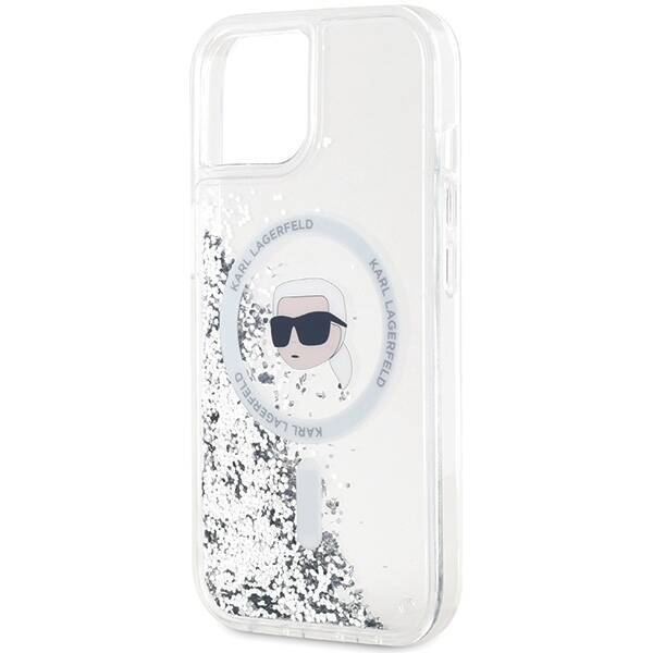 Karl Lagerfeld KLHMP15SLGKISGH iPhone 15 / 14 / 13 6.1" hardcase transparent Liquid Glitter Karl Head Magsafe