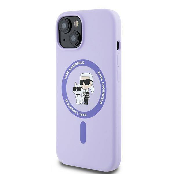 Karl Lagerfeld KLHMP15SSCMKCRHU iPhone 15 6.1" fioletowy/purple hardcase Silicone KC Heads Ring MagSafe