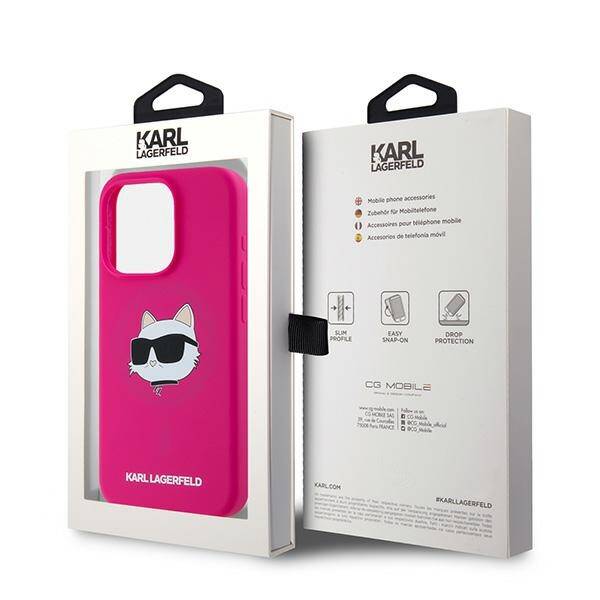 Karl Lagerfeld KLHMP15XSCHPPLF iPhone 15 Pro Max 6.7" różowy/fuschia hardcase Silicone Choupette Head MagSafe