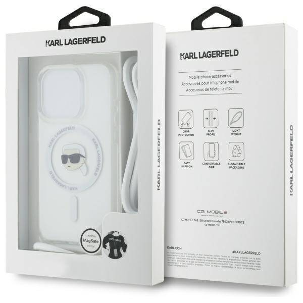 Karl Lagerfeld KLHMP16LHCKHNT iPhone 16   Pro 6.3" hardcase transparent Crossbody IML Karl Head Magsafe