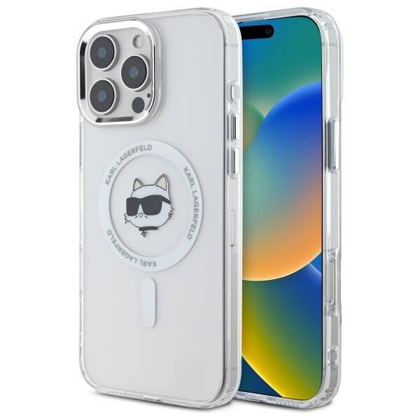 Karl Lagerfeld KLHMP16LHLSCHH iPhone 16 Pro 6.3" biały/white hardcase IML Metal Choupette Head MagSafe