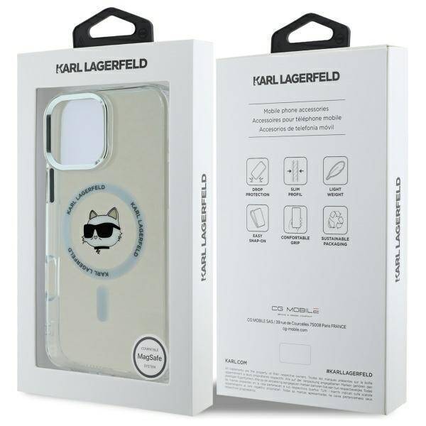 Karl Lagerfeld KLHMP16LHLSCHH iPhone 16 Pro 6.3" biały/white hardcase IML Metal Choupette Head MagSafe