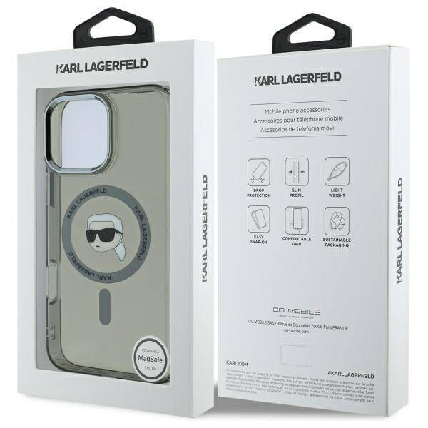 Karl Lagerfeld KLHMP16LHLSKIK iPhone 16 Pro 6.3" czarny/black hardcase IML Metal Karl Head MagSafe