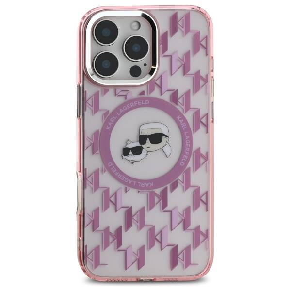 Karl Lagerfeld KLHMP16LHMCKMHP iPhone 16 Pro 6.3" różowy/pink IML Monogram Karl&Choupette Head MagSafe