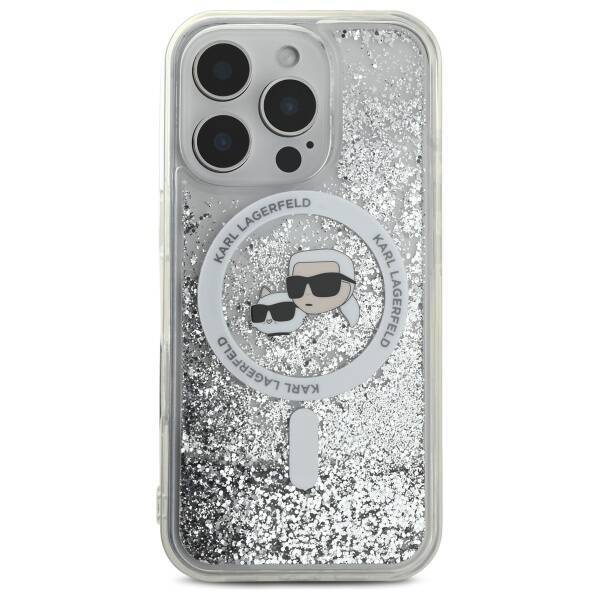 Karl Lagerfeld KLHMP16LLGKCSGH iPhone 16 Pro 6.3" hardcase transparent Liquid Glitter Karl&Choupette Head Magsafe