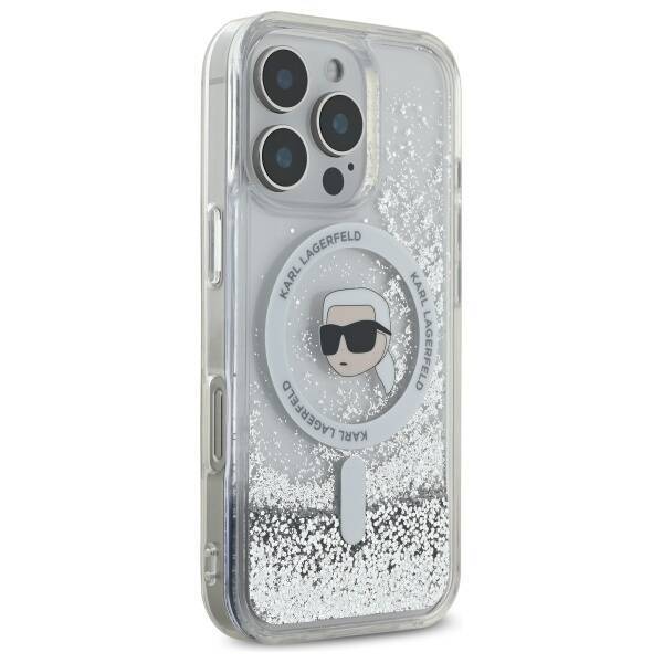 Karl Lagerfeld KLHMP16LLGKISGH iPhone 16 Pro 6.3" hardcase transparent Liquid Glitter Karl Head Magsafe