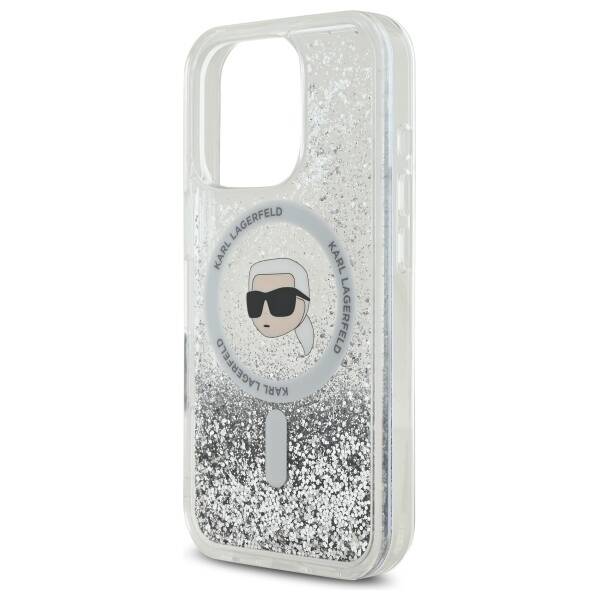 Karl Lagerfeld KLHMP16LLGKISGH iPhone 16 Pro 6.3" hardcase transparent Liquid Glitter Karl Head Magsafe