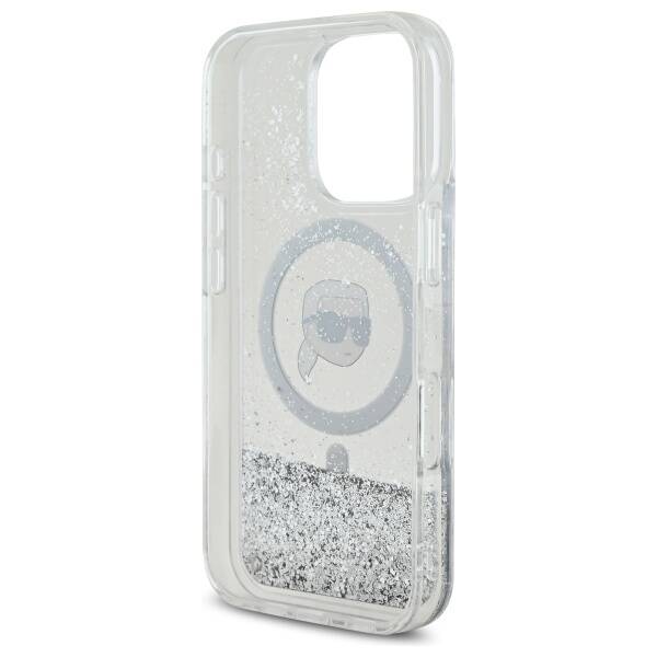 Karl Lagerfeld KLHMP16LLGKISGH iPhone 16 Pro 6.3" hardcase transparent Liquid Glitter Karl Head Magsafe