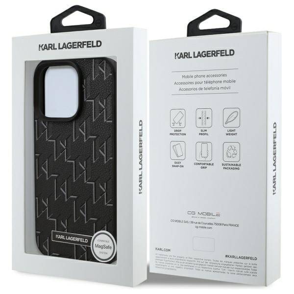 Karl Lagerfeld KLHMP16LPKHPORPK iPhone 16 Pro 6.3" hardcase czarny/black Leather Monogram Metal Logo MagSafe