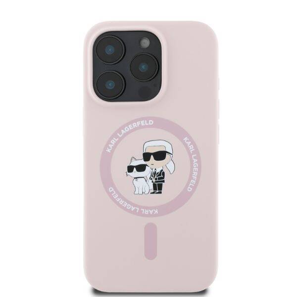 Karl Lagerfeld KLHMP16LSCMKCRHP iPhone 16 Pro różowy/pink HC MagSafe Silicone KC Heads Ring